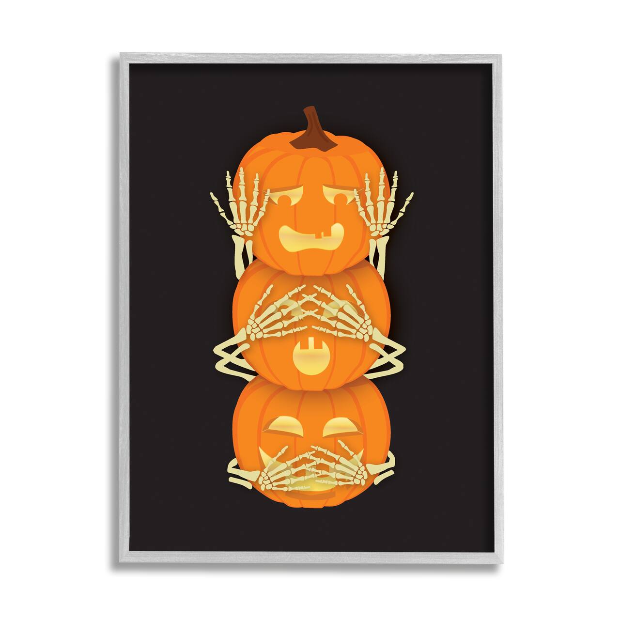 Stupell Industries Hear See Speak No Evil Pumpkins Framed Giclee Art
